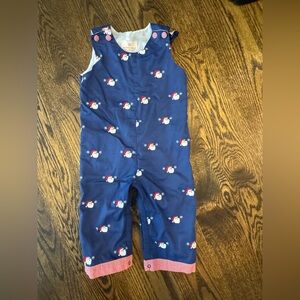 Smockingbird Blue Santa Embroidered Overall/Longall